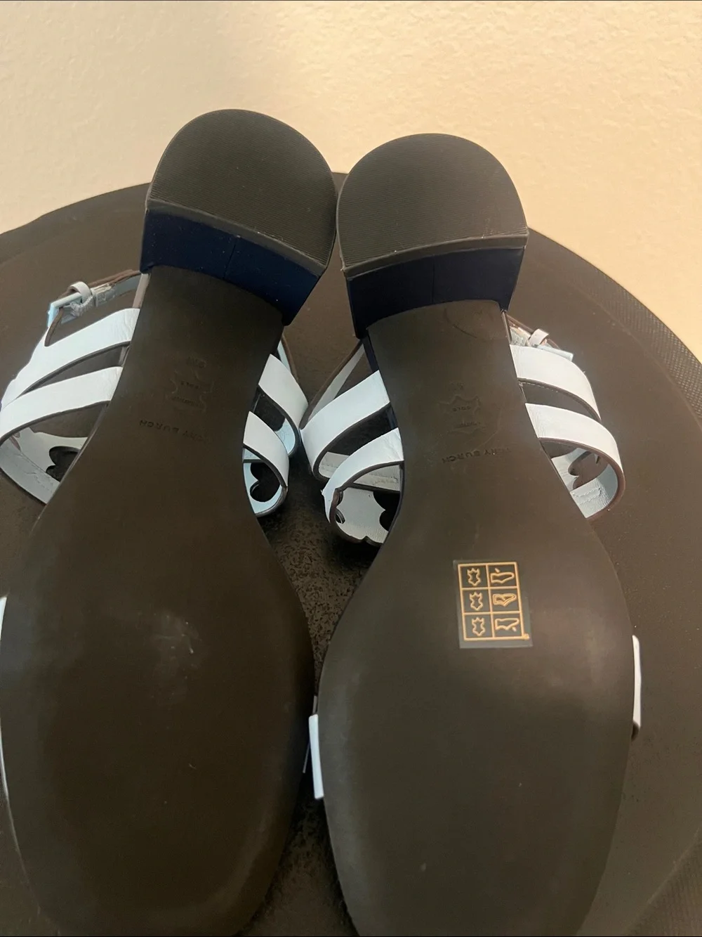 Tory Burch Ines Cage Heel Sandals 50mm Pale Lapis Perfect Navy Size 9 New